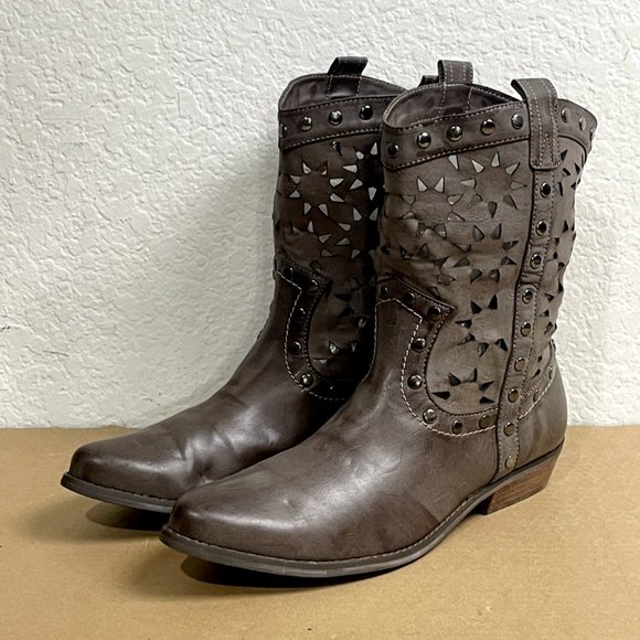 Paparazzi Womens Size 9 (39) Taupe See Through Studded Shoes Boots - Picture 10 of 10